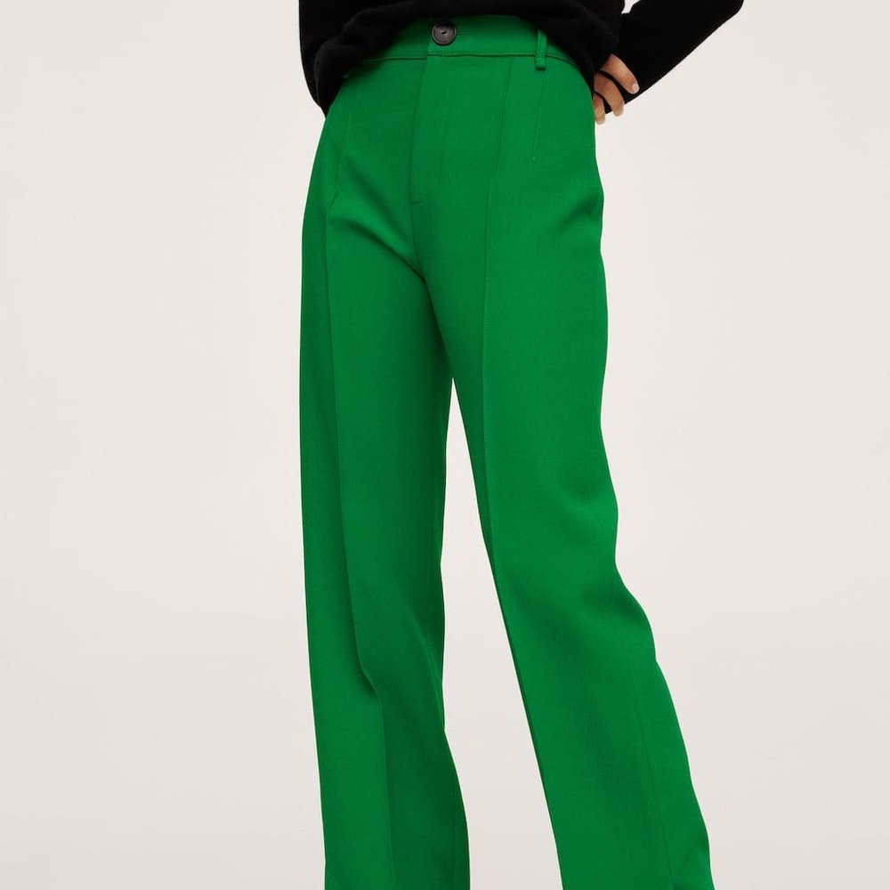 NWT Mango Green Slit hem pants Size 8